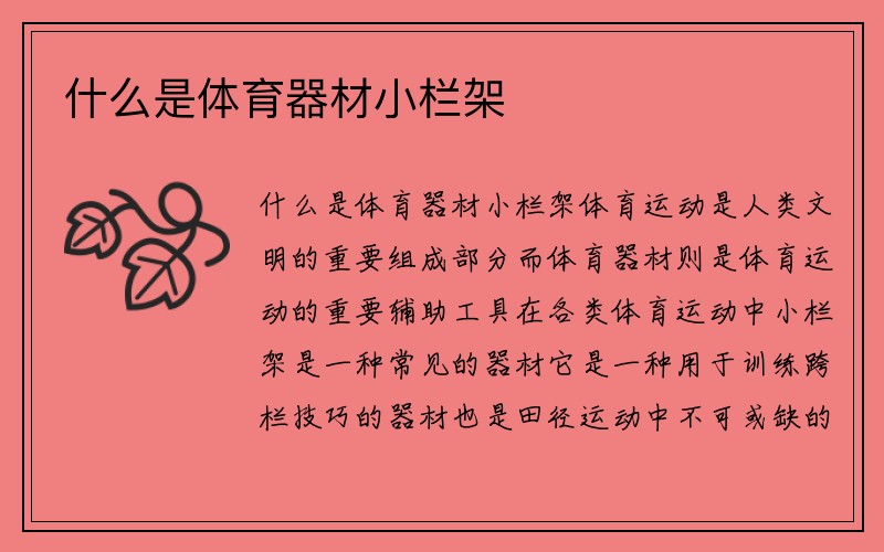 什么是体育器材小栏架