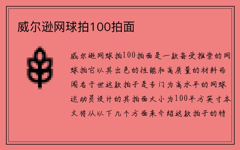 威尔逊网球拍100拍面